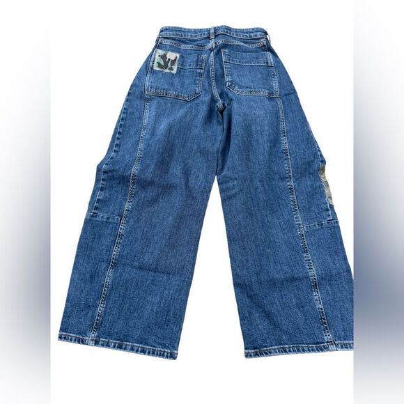 Anthropologie-Pilcro camo Patchwork Heritage Curve Mid-Rise Barrel Jeans-26 - Picture 4 of 6